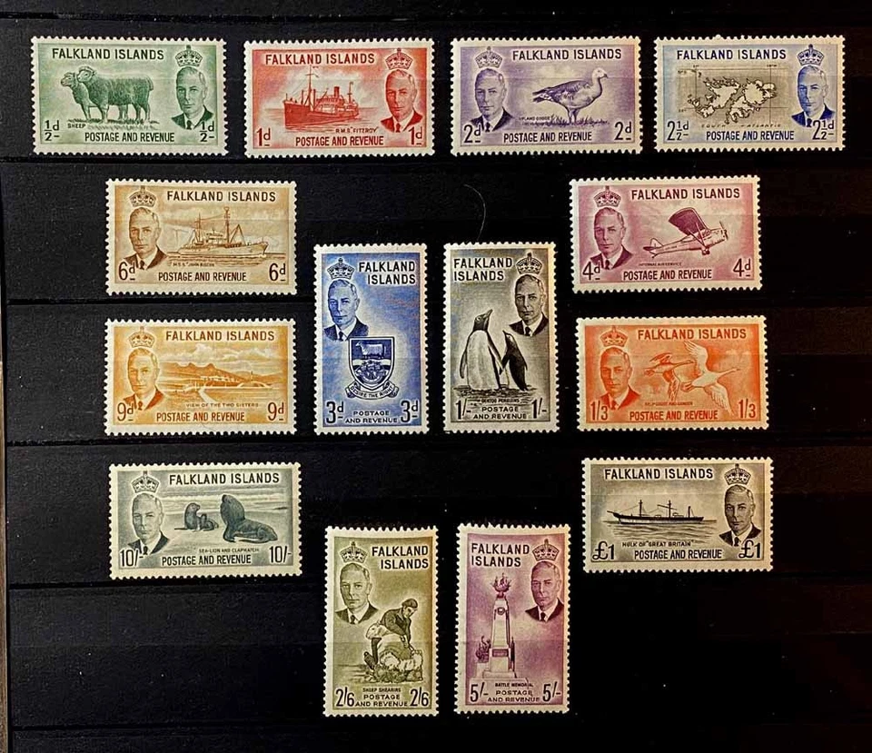 FALKLAND IS., BRITISH: 1952 CLASSIC UNUSED STAMP SET SCOTT #107-20 CV $211 SOUND - Image 1 of 1