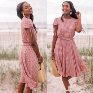 Gal Meets Glam Corinne Polka Dot Dress Pink And Black With Pockets Size 4 NWT - Picture 1 of 12