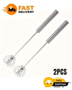 Semi-Automatic Egg Whisk – Stainless Steel Hand Push Beater Blender Mixer Tool - Picture 1 of 7