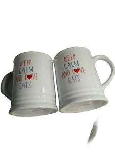 2 Krug-Stil Kaffee Kakao Becher "KEEP CALM AND LOVE CATS", Fringe Studio 14 Unzen  - Bild 1 von 6