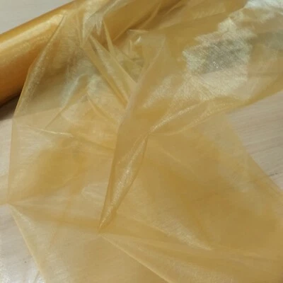 Wholesale 100Meter £1.80 Mtr GOLD Plain Organza Fabric 150CM Wedding Venue drape - Image 1 of 2