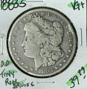 1883-S MORGAN SILVER DOLLAR ~ VG+ "TINY RIM BRUISE" ~NICE COIN~ REF# D/D - Picture 1 of 2