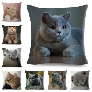 British Shorthair Russian Blue Cushion CoverDecor Cute Cat Pet Animal Pillowcase