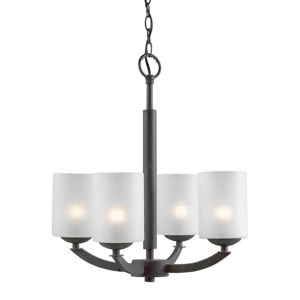 Candelabro Woodbridge Lighting Mirage 4 luzes em bronze/opala cilindro vidro - Imagem 1 de 1