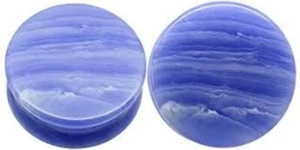 Blue Line Stone Organic Double-Sided Flare Gauges/Plugs/Tunnels (1 Pair) B/4/1/4 - Picture 1 of 5