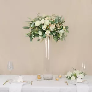 2 Clear 28 in Round Cylinder Glass Flower VASES Table Centerpieces Party Events - Picture 1 of 8