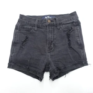 Hollister Short Women's Size 1 Black/Gray Denim Cut-Off Stretch High-Rise - Picture 1 of 7