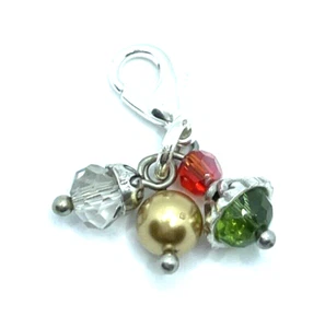 Brighton Christmas White Red & Green Crystal Beads Holiday Merry Custom Charm - Picture 1 of 5