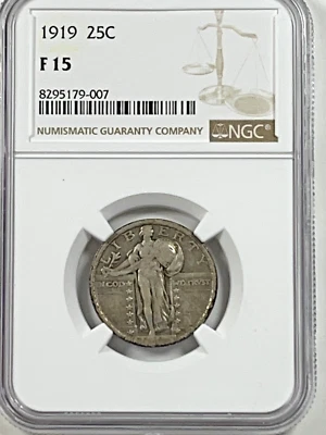 1919 Standing Liberty Quarter : NGC F15 - Image 1 of 4