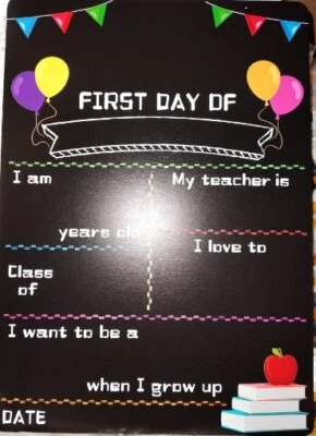 Balloon First and Last Day of School Chalkboard Style Photo Props, Reusable  - Image 1 of 4