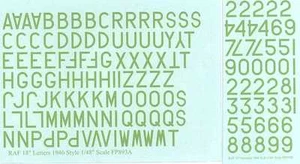 Fantasy Printshop Decals 1/48 R.A.F. POST WAR LETTERS & NUMBERS 18" SKY - Picture 1 of 1