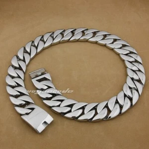 Huge Heavy Stainless Steel Cuban Link Necklace Biker Punk Jewellery 5C004NC - Picture 1 of 18