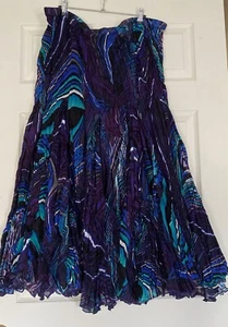 Women Long Crinkle Multicolor Cotton Skirt SZ: 32W. NWOT - Picture 1 of 3