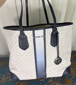Michael Kors Eva MK Signature PVC Ombrey Blue Multi Large tote with Pouch NICE!! - Picture 1 of 15
