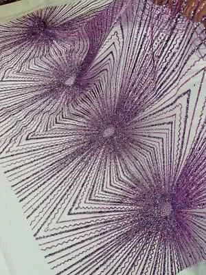 Lavender Sparkling Glitter Mesh Fabric By Yard, Sequins Geometric - Image 1 of 4