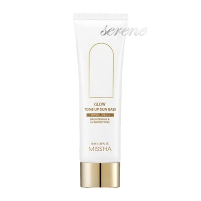 Base solar MiSSHA Glow Tone Up 1,69 oz / 50 ml SPF50++PA+++ K-Beauty Foto 1 de 2