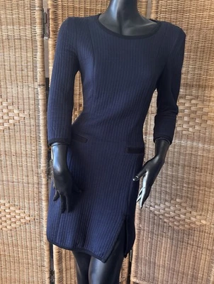 Carven + Petit Bateau navy blue long sleeve short bodycon dress medium  - Image 1 of 4