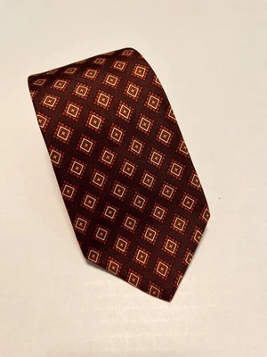 Corbata de Colección Paco Rabanne Marrón Diamante Patrón Geométrico Seda Hecha en Italia Foto 1 de 4