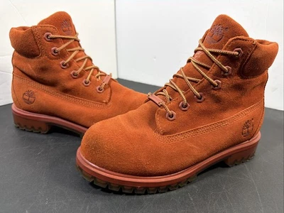 Timberland 6" Classic Girls Size 4.5 Orange Primaloft Waterproof Suede Boots - Image 1 of 4
