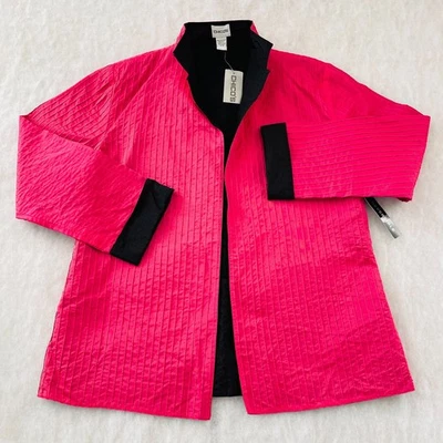 NWT Chico's Womens Tutu Black Double Tuck Cambia Reversible Jacket Size 2 US L - Image 1 of 4