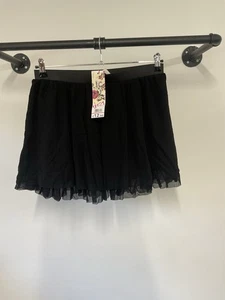 George G21 Bnwt Size 14 Black Short Chiffon Skirt Ruffle Elastic Waist C618 - Picture 1 of 7