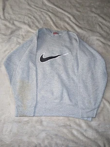 VTG 90's NIKE Big Swoosh Crewneck Sweatshirt  USA Made Sz Large - Picture 1 of 7