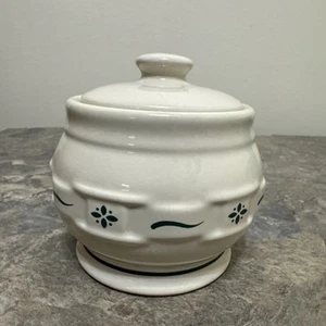Longaberger Green Woven Traditions Covered Sugar Bowl Lid Replacement EUC - Picture 1 of 6
