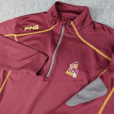 Pullover Arizona State Sun Devils para hombre grande granate cuarto cremallera PING golf Foto 1 de 4