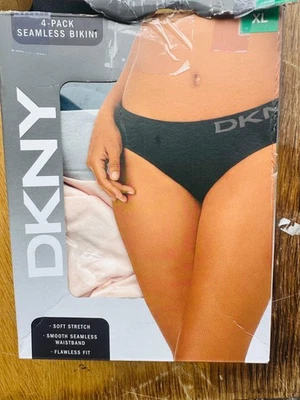 Paquete de 4 ropa interior de bikini acanalada sin costuras para mujer DKNY talla XL negro/gris/desnudo/rosa Foto 1 de 3
