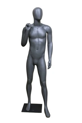 Maniquí de cabeza abstracta masculina gris oscuro 6 pies 1 pulgada H cuerpo torso postura informal de pie Foto 1 de 4