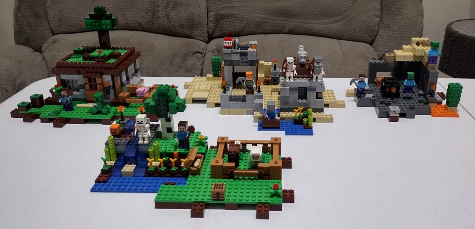 Лот из 4 винтажных наборов Minecraft LEGO 21114, 21115, 21119, 21121 - Изображение 1 из 4