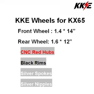 for Kawasaki KX65 2000-2024 --KKE 1.4*14/1.6*12 Mini Dirt Bike Wheels Red Hub - Picture 1 of 8