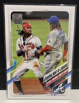 2021 Topps A Playful Bout of Juniors Ronald Acuna Jr Vladimir Guerrero Jr RC #61 - Image 1 of 2