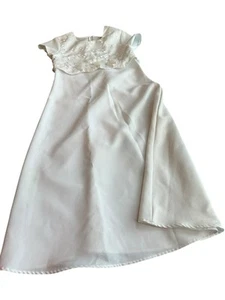 Bonnie Jean Girls Size 8 White Full Length Short Sleeve Dress Formal Wedding - Picture 1 of 6
