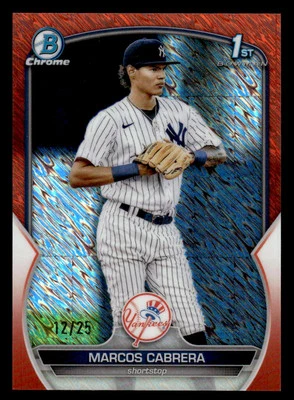 2023 Bowman Chrome MARCOS CABRERA 1st Orange Shimmer Refractor #d /25! YANKEES - Image 1 of 2