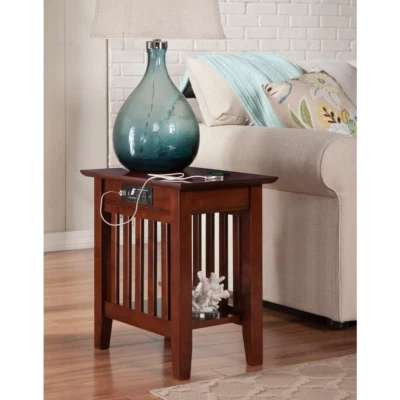 Side Table with Charging Station Simple and Sturdy Hanger Bolt Leg Assembly NEW - Image 1 of 4