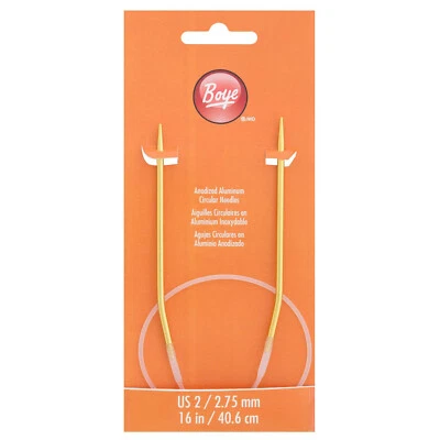 Boye 16-Inch Aluminum Circular Knitting Needles, Size 2
