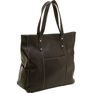 NWT Le Donne Genuine Leather Double Strap Rivet Slip Pocket Tote Handbag Purse - Picture 1 of 5
