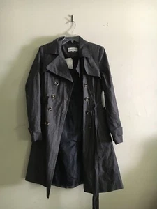 NWT Calvin Klein SIZE S Women Blue Gray COAT Trench Stylish Modern Tie Belt - Picture 1 of 2