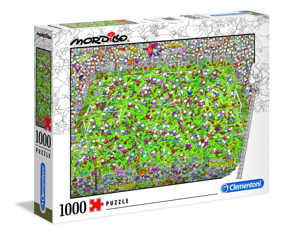 Puzzle Clementoni "impossibile" 1000 pezzi Mordillo fumetti partita di calcio - Immagine 1 di 1