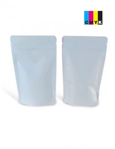 White Matt Fully Biodegradable Stand Up Pouch With Zip Lock - Picture 1 of 5