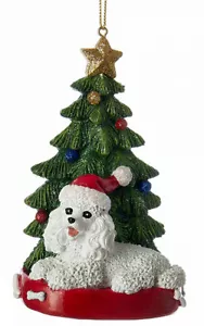 Poodle Christmas Tree Ornament White - Picture 1 of 1
