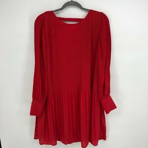Selected Femme Pleated Mini Dress Red NWT Plisse Smock Cocktail NWT Date $125