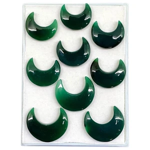 9 Pcs Natural Green Onyx Moon 28-34mm Beautiful Unique Gemstones Wholesale Lot - Picture 1 of 20