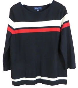 SC000716 JONES NEW YORK Women's Rayon Nylon Sweater 3/4 Sleeve Striped Size XL - Picture 1 of 6