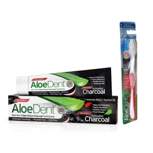 AloeDent Triple Action Charcoal Toothpaste 100ml with FREE Toothbrush
