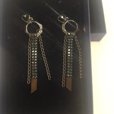 Ohrstecker -Kandelier - schwarz-braun-Silber -v. SWAROVSKI- NW - Bild 1 von 4