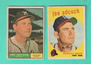 2 TOPPS JOE ADCOCK MILWAUKEE BRAVES 1959 # 315 EX,1961 # 245 G - Picture 1 of 2