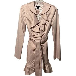 BeBe NWT Ruffle Detail Pink Feminine Designer Trench Coat Women's XS**Stunning! - Picture 1 of 11