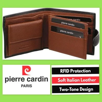 Pierre Cardin Men's Genuine Soft Italian Leather RFID Wallet Bifold Cognac W Box - Image 1 of 4